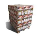Pallet met verdichte houtblokken
