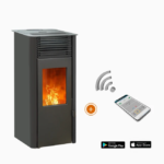 Waterdichte pelletkachel EMAFLAM REVA 9 kW Zwart (inclusief Wifi box)